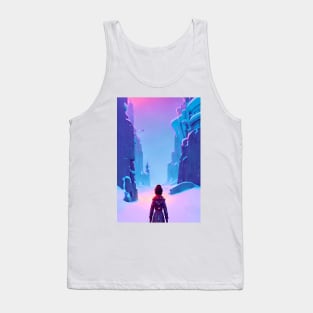 Anime Girl Snowy Mountain Christmas Landscape Tank Top